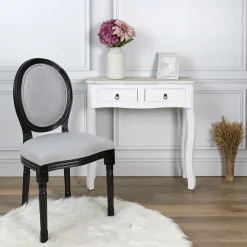 La Chaise Longue CHAISE ELEONOR NOIR TISSU GRIS - Lot de 2 Discount