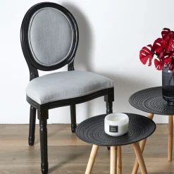La Chaise Longue CHAISE ELEONOR NOIR TISSU GRIS - Lot de 2 Discount