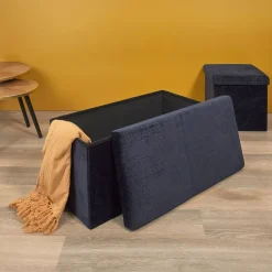 La Chaise Longue COFFRE BANC PLIABLE RETRO BLEU NUIT Best Sale