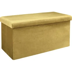 La Chaise Longue COFFRE BANC PLIABLE VELOURS COTELE GIULIA JAUNE New