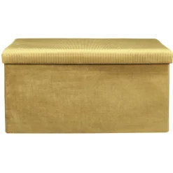 La Chaise Longue COFFRE BANC PLIABLE VELOURS COTELE GIULIA JAUNE New
