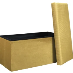 La Chaise Longue COFFRE BANC PLIABLE VELOURS COTELE GIULIA JAUNE New