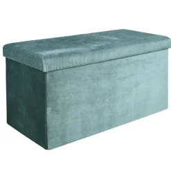 La Chaise Longue COFFRE BANC PLIABLE VELOURS COTELE GIULIA BLEU Discount