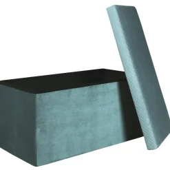 La Chaise Longue COFFRE BANC PLIABLE VELOURS COTELE GIULIA BLEU Discount