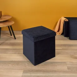 La Chaise Longue COFFRE POUF PLIABLE RETRO BLEU NUIT Outlet