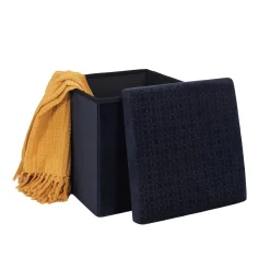La Chaise Longue COFFRE POUF PLIABLE RETRO BLEU NUIT Outlet