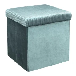 La Chaise Longue COFFRE POUF PLIABLE VELOURS COTELE GIULIA BLEU Store