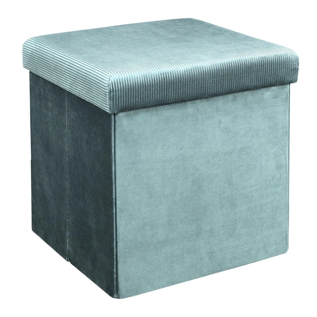 La Chaise Longue COFFRE POUF PLIABLE VELOURS COTELE GIULIA BLEU Store