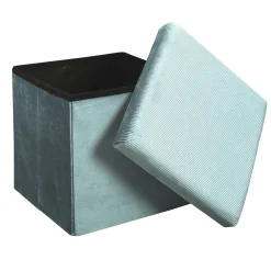 La Chaise Longue COFFRE POUF PLIABLE VELOURS COTELE GIULIA BLEU Store