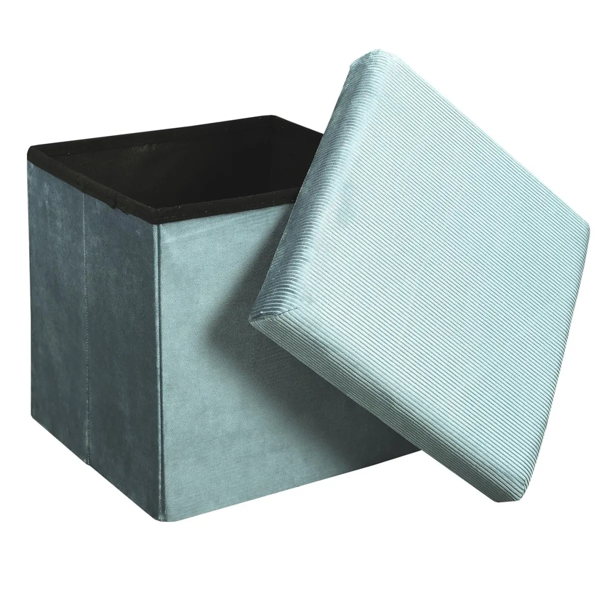 La Chaise Longue COFFRE POUF PLIABLE VELOURS COTELE GIULIA BLEU Store