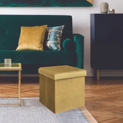 La Chaise Longue COFFRE POUF PLIABLE VELOURS COTELE GIULIA JAUNE Sale