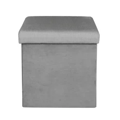 La Chaise Longue COFFRE POUF PLIABLE VELOURS COTELE GIULIA GRIS Best