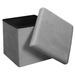 La Chaise Longue COFFRE POUF PLIABLE VELOURS COTELE GIULIA GRIS Best