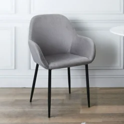 La Chaise Longue FAUTEUIL GIULIA GRIS FONCE VELOURS COTELE - Lot de 2 Flash Sale