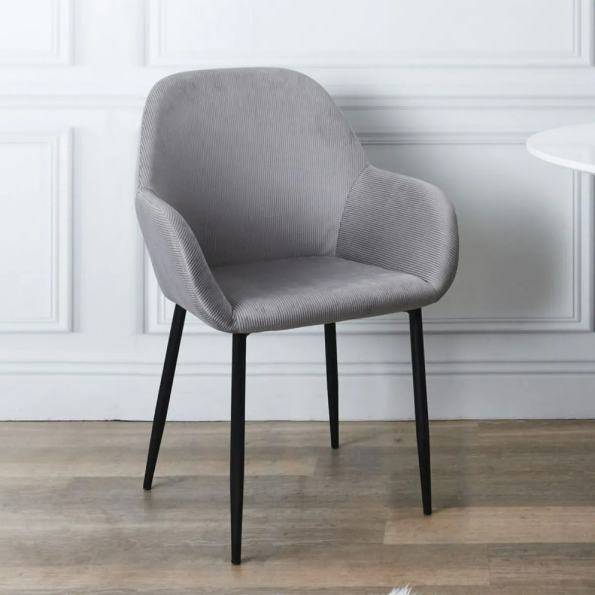 La Chaise Longue FAUTEUIL GIULIA GRIS FONCE VELOURS COTELE - Lot de 2 Flash Sale