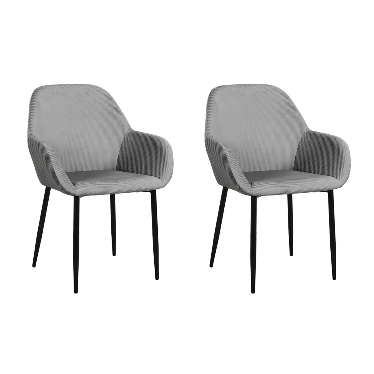 La Chaise Longue FAUTEUIL GIULIA GRIS FONCE VELOURS COTELE - Lot de 2 Flash Sale