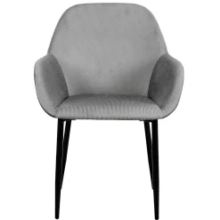 La Chaise Longue FAUTEUIL GIULIA GRIS FONCE VELOURS COTELE - Lot de 2 Flash Sale
