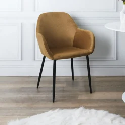 La Chaise Longue FAUTEUIL GIULIA JAUNE MOUTARDE VELOURS COTELE - Lot de 2 Clearance