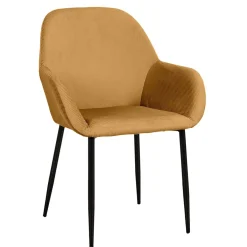 La Chaise Longue FAUTEUIL GIULIA JAUNE MOUTARDE VELOURS COTELE - Lot de 2 Clearance