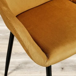 La Chaise Longue FAUTEUIL GIULIA JAUNE MOUTARDE VELOURS COTELE - Lot de 2 Clearance
