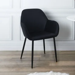 La Chaise Longue FAUTEUIL GIULIA NOIR VELOURS COTELE - Lot de 2 Store