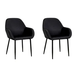 La Chaise Longue FAUTEUIL GIULIA NOIR VELOURS COTELE - Lot de 2 Store