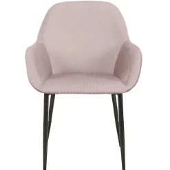 La Chaise Longue FAUTEUIL GIULIA ROSE VELOURS COTELE - Lot de 2 New