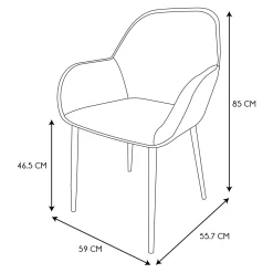 La Chaise Longue FAUTEUIL GIULIA ROSE VELOURS COTELE - Lot de 2 New