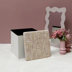 La Chaise Longue POUF PLIABLE TWEED BEIGE Outlet