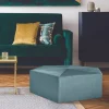 La Chaise Longue POUF VELOURS COTELE 75CM GIULIA BLEU CANARD Clearance
