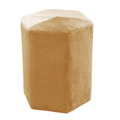 La Chaise Longue POUF VELOURS COTELE 35CM GIULIA JAUNE MOUTARDE Outlet