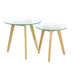 La Chaise Longue TABLE GIGOGNE EN VERRE TREMPE PLATEAU ROND X2 Shop