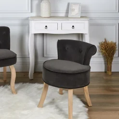La Chaise Longue TABOURET ELEONOR VELOURS GRIS Sale
