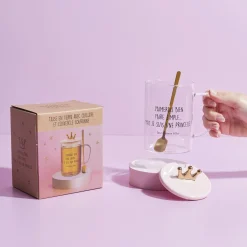 La Chaise Longue TASSE VERRE PELLE AVEC COUVERCLE ROSE COURONNE Discount
