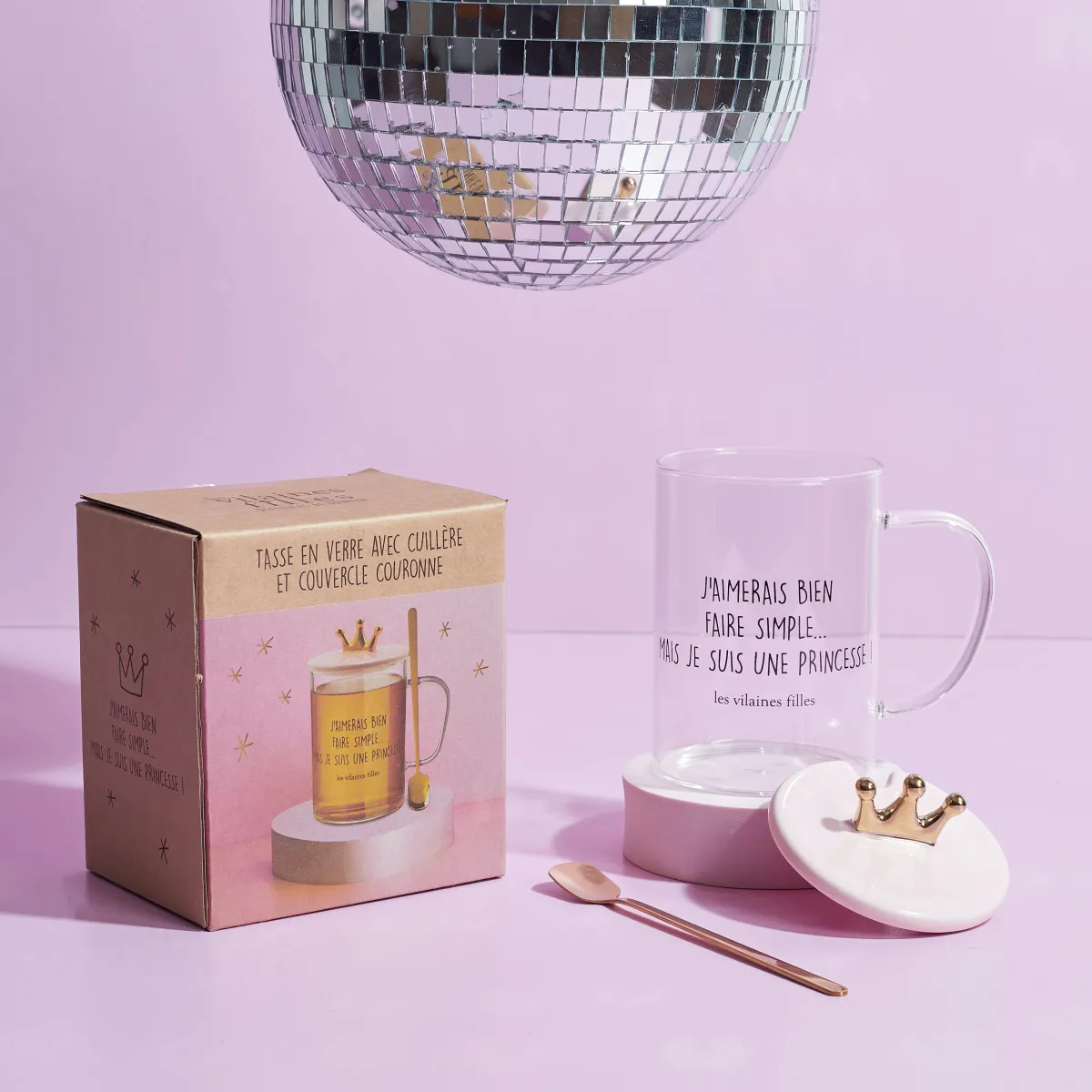 La Chaise Longue TASSE VERRE PELLE AVEC COUVERCLE ROSE COURONNE Discount