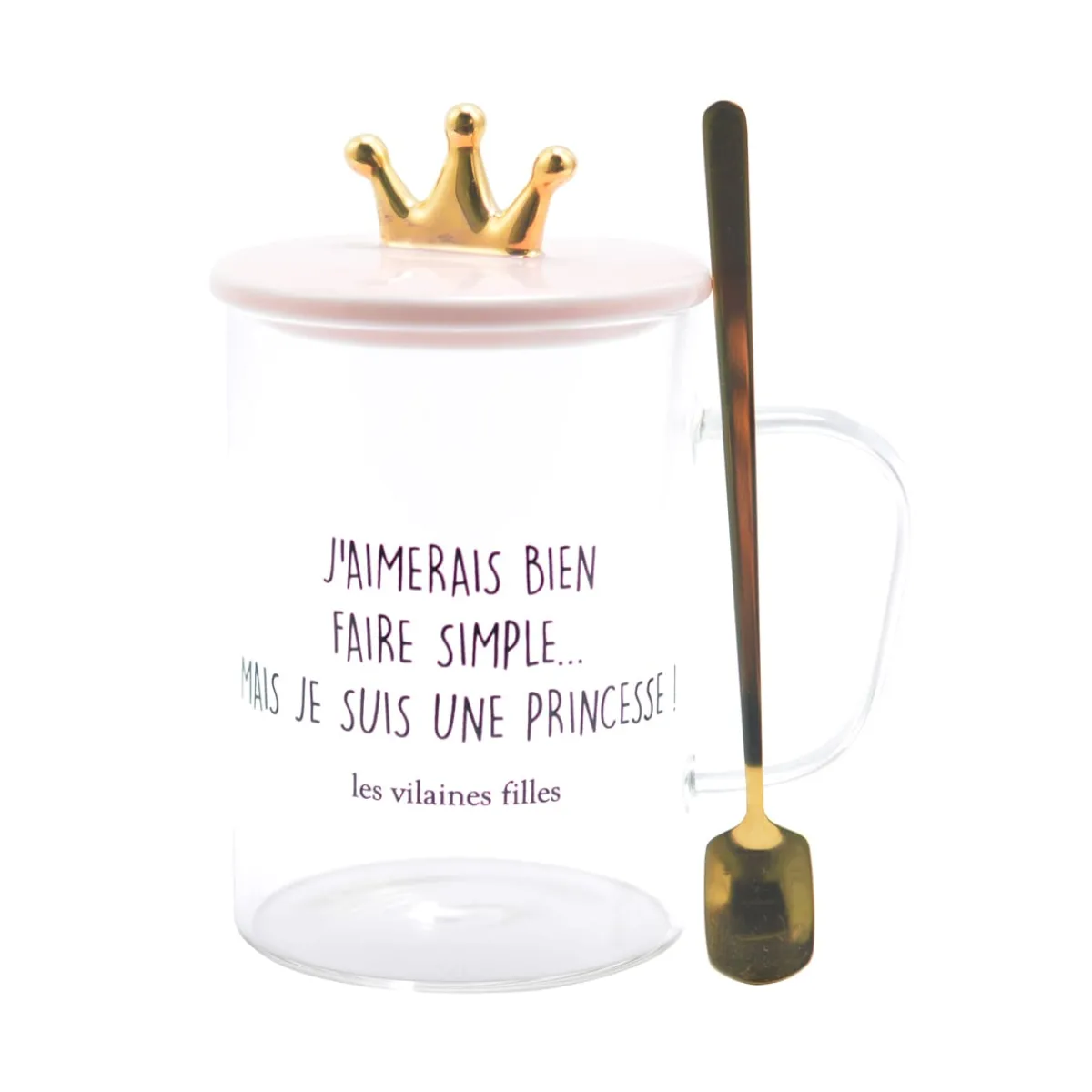 La Chaise Longue TASSE VERRE PELLE AVEC COUVERCLE ROSE COURONNE Discount