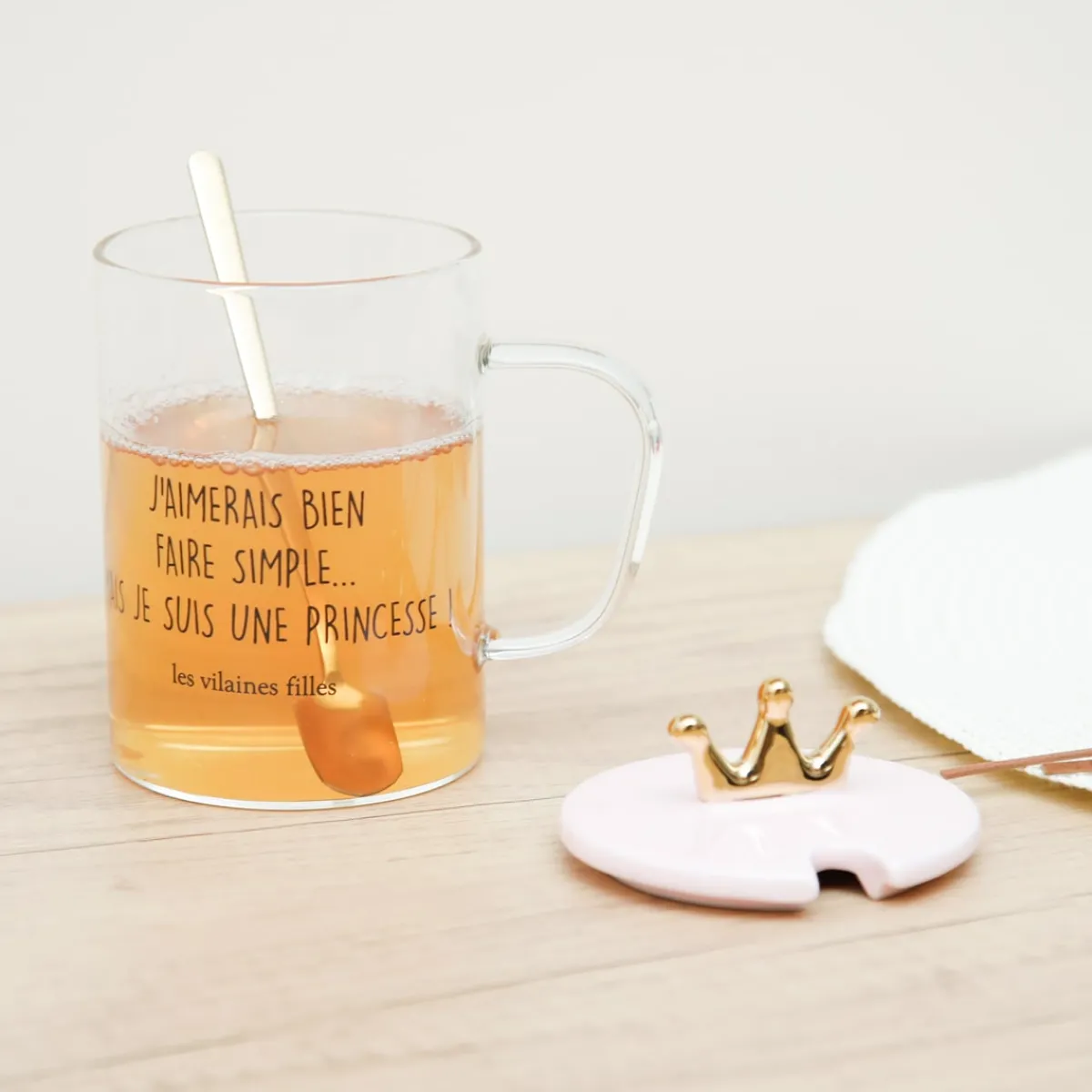 La Chaise Longue TASSE VERRE PELLE AVEC COUVERCLE ROSE COURONNE Discount